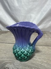 Vtg. Govancroft Highland Ware Purple & Teal Thistle Vase Made In Scotland