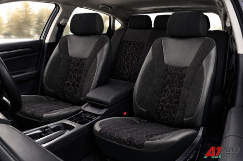 Black leather look alcantara - black,