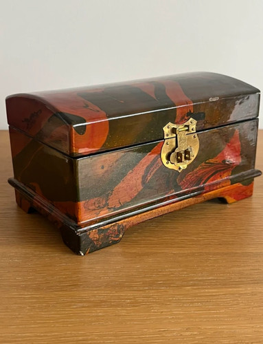 Vintage brown lacquered - , wood
