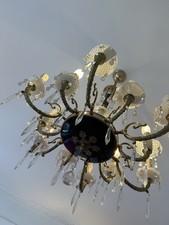 Antique Black Gold & Crystal French Chandelier.  Collect Only 