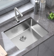 Modern New Stainless Steel Kitchen Sink Undermount Strainer Waste 540x440x200mm