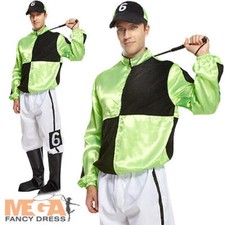 Racing Jockey Mens Fancy Dress Polo Horse Rider Adults Sports Uniform Costume 