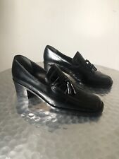 Marco Moreo Black Leather Loafer With Tassels Medium Heel UK 5 (38) Narrow Fit !