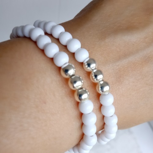 White and silver tone - white,