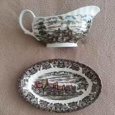 Olde Country Castles Bowl & Plate British Anchor Ironstone  Good Condition