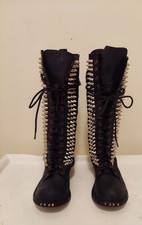 Seattle Love 'STYLE' Boots Prova Perfetto Boots Sz. 38 Black Leather W/ Studs