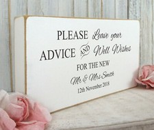 Wedding Personalised Guest Book Sign Free Standing Vintage Shabby & Chic White