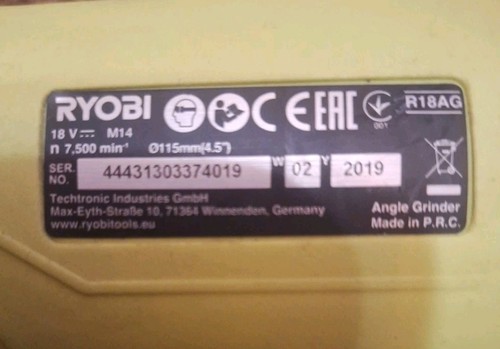 Ryobi 18v 115mm grinder - ryobi,