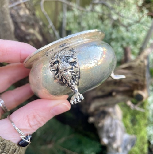 Small silver cauldron antique - silver,