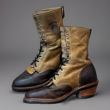 Chippewa Men Sz 10.5 D Golden Crazy Horse Packer Tan Brown Leather Logger Boots