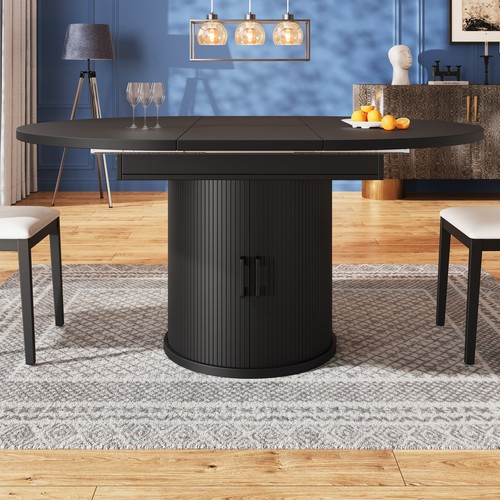 Round extendable dining - dining, table