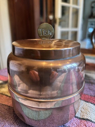 Antique copper plate tea caddy - plate,