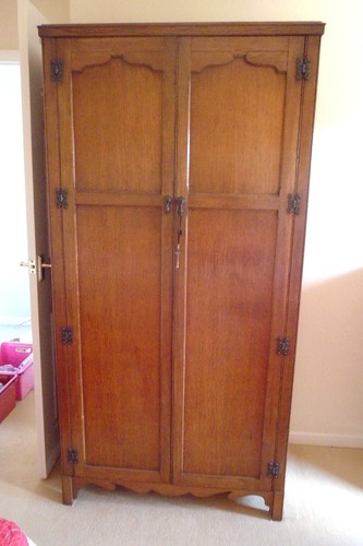 Vintage oak two door wardrobe - two-door,