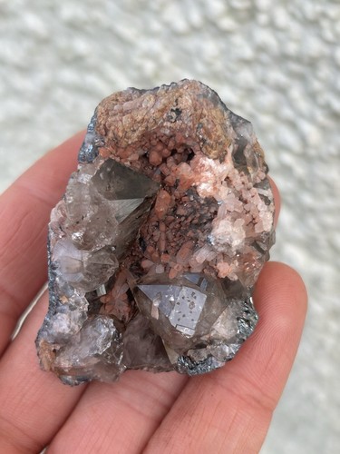 Smokey quartz with calcite and - smokey,