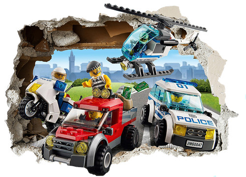 Smashed wall mural lego - 3d,