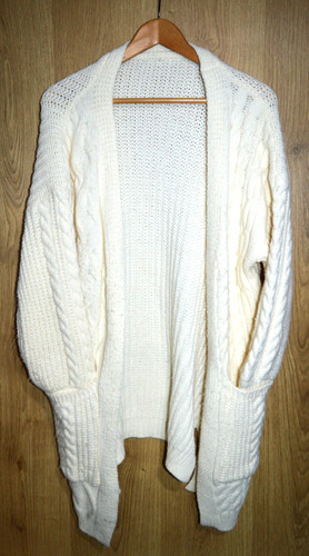 Hand knit women medium cream - knit,