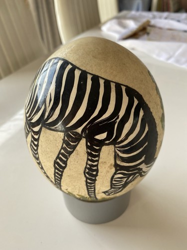 Ostrich egg hand painted - egg, painted.