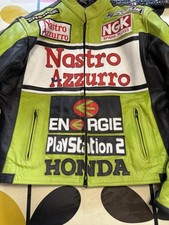 Vintage Honda Repsol Leather Motorcycle Racing Jacket PS2 with Armor Size Med Vg