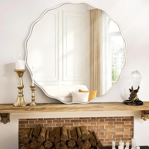 Circle wall mirror with wavy - circle,