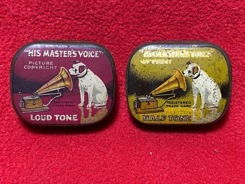 Two hmv gramophone - two, tins