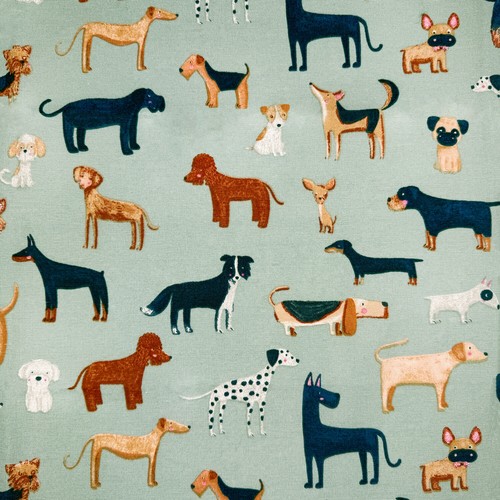 Canvas fabric woof dog print - canvas,