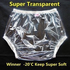 Adult Waterproof Vinyl Incontinence Pants Plastic Knickers Underwear Clear.