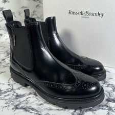 RUSSELL & BROMLEY Womens Black Library Chelsea Brogue Ankle Boots SIZE UK4 EU37