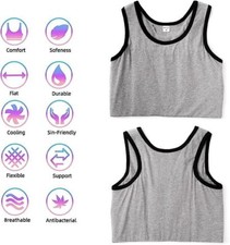 Breathable Chest Binder For Transgender FTM Trans Grey, XL size