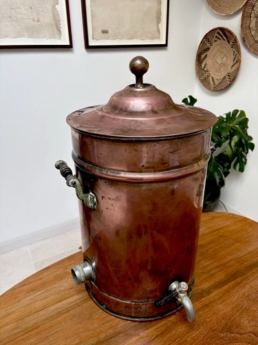 Vintage copper tea urn with - copper,