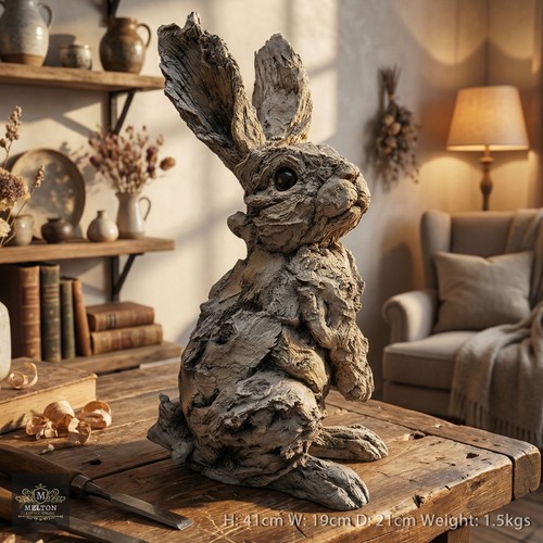 Wood effect hare resin rabbit - wood,