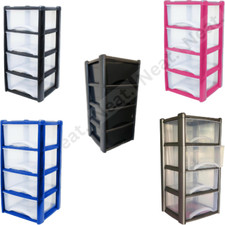 4 Drawer Plastic Storage Tower Unit Organizer Home Office School Storage Chest