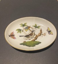 HEREND ROTHSCHILD BIRDS PATTERN HAND PAINTED OVAL DISH, VERY GOOD CONDITION