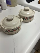 1970's Sheffield Strawberries ‘n Cream Individual Covered  Dish W/lid. Set Of 2