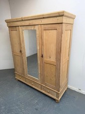 A Quality Mirrored Victorian Antique Pine 2 Door Knockdown Wardrobe to Wax/Paint