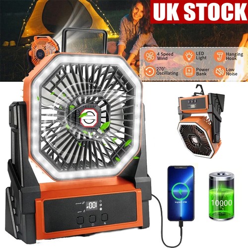 Camping fan with led light - with,