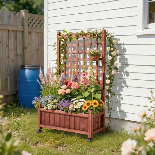 Garden planter with trellis - garden,