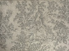 Vintage French Remnants Girones Zen Toile Grey Beige Cotton For Crafts