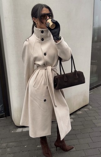 Zara long coat with - wool, and