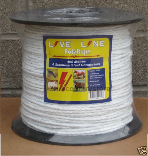 White electric fence rope - electric, 400m