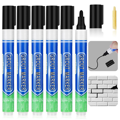 6pcs grout pen - grout, black