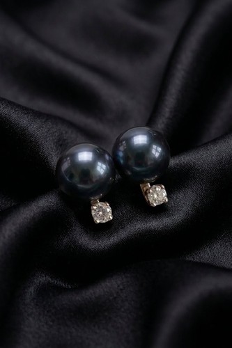 Tahitian pearl diamond - pearl, stud
