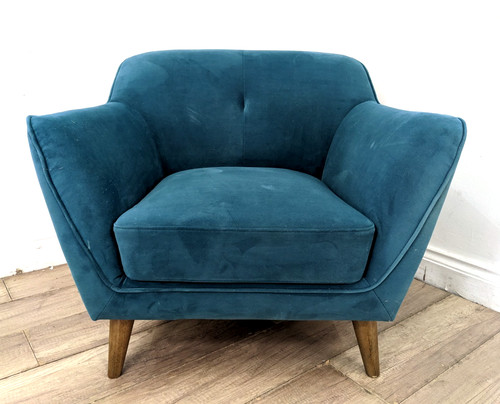 Armchair teal blue velvet - blue,