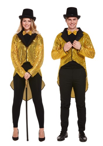 Gold sequin tail coat - gold, adult