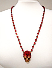 Butler and Wilson Red Skull Beaded Necklace - Long - Halloween