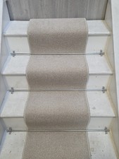 Stair Carpet Runner 7m / Upto 14 Steps - 45cm Wide - Oatmeal / Beige - Med Pile