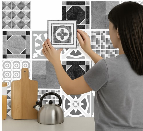 Tile stickers grey - tile,