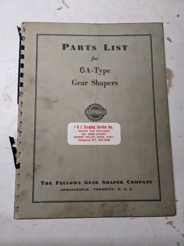 Fellows service parts list - service,