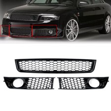 For 2001-2005 Audi A4 B6 Front Bumper Lower Honeycomb Grille & Fog Light Grill