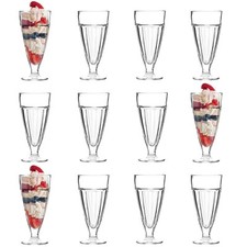 12x Ice Cream Sundae Glasses Knickerbocker Glory Dessert Bowls 350ml Clear
