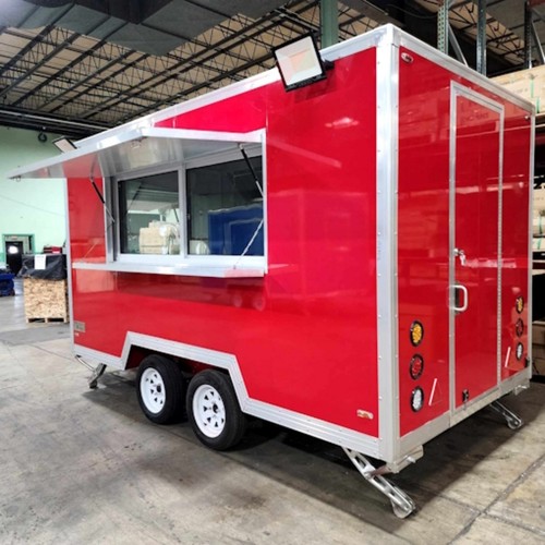 Red mobile food trailer twin - food,